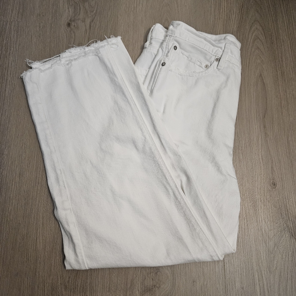 American Eagle Wide Leg White Denim Jeans